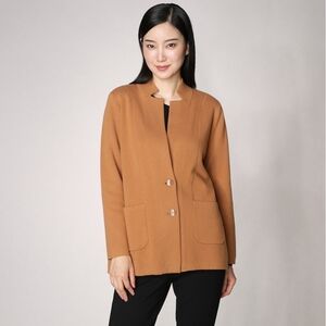 Joan Rivers Women's Milano Knit Sweater Blazer Top Solid Cashew Medium Size